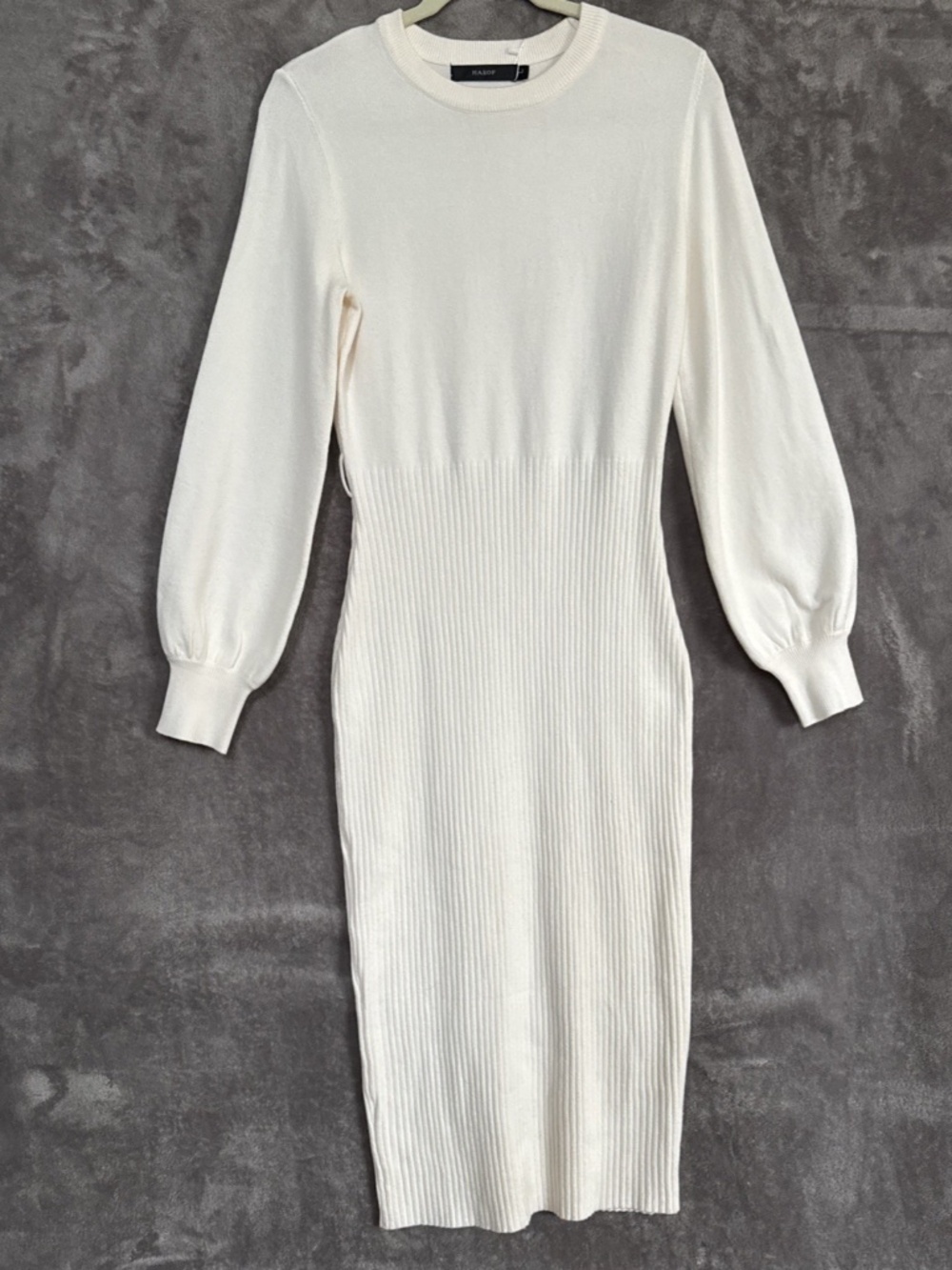 HAEOF Women’s Long Sleeve Bodycon Sweater Dress Ivory Size Large